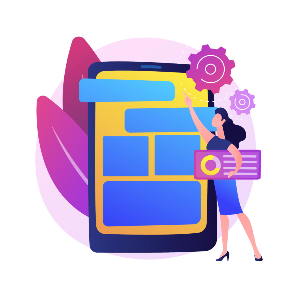 mobile software optimization, ui, ux development vector concept metaphor.